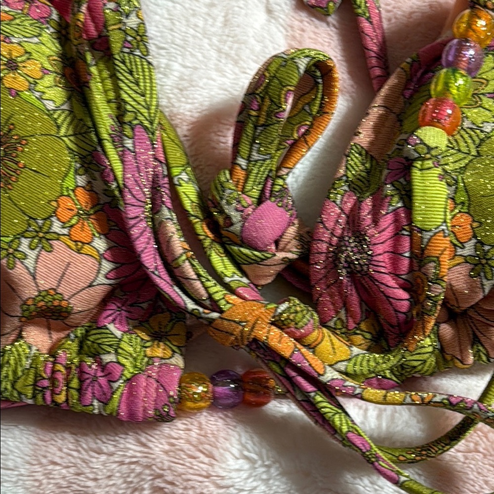 Wild Fable Floral Bikini Top - Pink and Green - Picture 3 of 6
